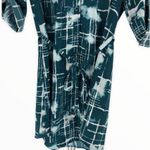 Goldray Cristen Teal Print Belted Roll Tab Elbow Short Sleeve Shirt Dress Size M Photo 3