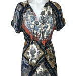 H&M  Multicolor Handkerchief Scarf Paisley Tie V-Neck Short Sleeve Mini Dress 2 Photo 0