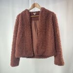 Melrose and Market ‎ Fuzzy Open Teddy Jacket in Rose Pink Size Extra Small Photo 1