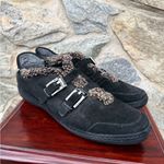 Stuart Weitzman Shearling & Suede Leather Black Buckle Shoes Photo 1