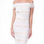 Alberto Makali Albert Makali Cream Off The Shoulder Sheer Lace Dress Size 6 Photo 0