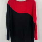Chico's  TRAVELERS Shirt Size 12/14 Top Red Black Colorblock Wave Travel Vacation Photo 2