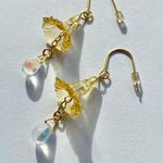 Handmade quality Czech glass beads & German acrylic flower beads cute fairy cottage style dangle earrings💐🩵 Photo 0