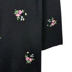 Vintage 90's Cardigan M 100% Silk Knit Floral Embroidered Cottagecore Bow Tie Black Size M Photo 3