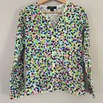 August Silk Multicolor Colorful Polka Dot Rainbow Fitted Notched Collar Cardigan Photo 0
