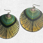Gold tone peacock statement earrings Photo 0