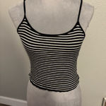 Ambiance Apparel Ambiance Monochrome Striped Tank Top with Lace Up Back, Sz L Photo 0