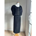 Virginie Paris Floral Micropleated Dress Black Made in France Statement SZ L Size L Photo 1