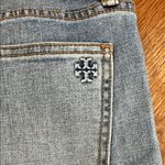 Tory Burch  Embroidered Hem Jeans Women’s Size 29 Light Wash Straight Leg Raw Hem Photo 7