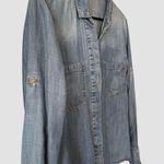 Cloth & Stone  Anthropologie Size M Chambray Denim Button Front Shirt Split Back Photo 3