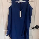 Three Eighty Two Womens Cold Shoulder Mini Dress Top Long Sleeve Size XS Blue Photo 0