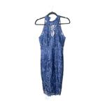 Bardot  Floral Lace Halter Navy Blue Pencil Sheath Dress Cocktail Formal Size 4 Photo 1