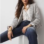 White House | Black Market WHBM Cropped Tweed Jacket in Black / Ecru Crosshatch Sz 12 NWT $185R Photo 2