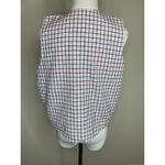 VIntage Plaid Handmade Vest Red White Blue Embroidered Flower Sz Medium Photo 1