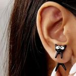 Super cute black cat earrings 😺 with butt for post funny cartoon kitten Photo 1