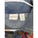 Chico's Zenergy Size 0 French Terry Indigo Jean Jacket Embroidered Floral Photo 3