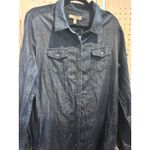 Banana Republic  Womens Denim Dress Long Sleeve Button Down‎ Pockets Dark Blue Photo 1