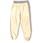 PINK - Victoria's Secret Victoria Secret PINK Polar Fleece Jogger Pajama Set Cream Sz Medium Embroidered Photo 2