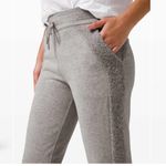 Lululemon  Athletica Scuba With Sherpa Stripe Light Gray Joggers Photo 2