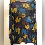 ZARA Floral Sheer Blouse Women’s | Sz Large | Shimmer | Blue, Yellow, Black Photo 1