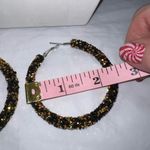 Black and Gold Chunky Sparkle Hoop Earrings Photo 6