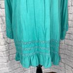 Tantrums Womens Medium Blouse boho pleated ruffle Longsleeve scoopneck Photo 1