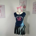 Abercrombie & Fitch Abercrombie‎ & Fitch Y2K Baby Tee Preppy Bella Swan Tight Eyelet Navy Womens S Photo 1