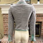 Xhilaration Gray Bomber Jacket with Green Trim Photo 4