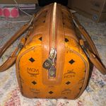 MCM  Tan Leather Satchel with Gold Accents Photo 3