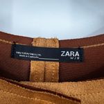 ZARA Coat Womens Cognac Suede Oversized with Faux Fur Trim Size Small Photo 1