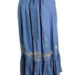 Carolina K Rosa Chambray Embroidered Midi Skirt Size S Blue Photo 6