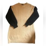 Lulus Falling for Fall Beige and Black Color Block Sweater Dress M Cable Knit Photo 1