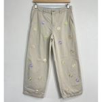 Tommy Hilfiger ‎ Womens Chino Pants 8 Beige Embroidered Daisy Floral Wide Leg Y2K Photo 1