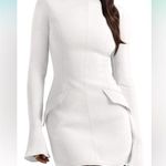 Women's Long Sleeve Mock Neck Dress Size Small White Photo 0