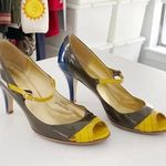 J.Crew Penelope Vintage Patent Leather Peep Toe Mary Jane Heels Charcoal Size 7 Photo 2
