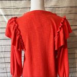 Anthropologie Pilcro Lightweight Orange/Red Ruffle Sweater Size X-Small Photo 6