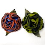 Satin floral brooches, set of 2, NWOT Green Photo 0