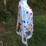 Vintage 90s Colorful Funky Floral Square Button Cardigan size Large White Photo 6