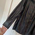 7 For All Mankind Womens Faux Leather Snap Button Shirt Jacket Sz Large Black Photo 4