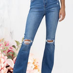 Vervet Verve Flare Jeans Blue with Distressed Details Photo 0