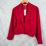 Amanda Uprichard Amanda‎ Uprichard Albany Cropped Bomber Jacket in Magenta  Size S NWT $229 Photo 2