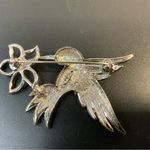 Vintage AVON 1992 Hummingbird Signed Brooch Pin Silver Marcasite Purple stone Photo 2