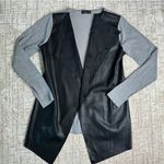 ZARA : Faux Leather and Gray Knit Contrast Cardigan Sweater Photo 0