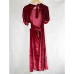 Reformation  Livia Velvet Silk Dress Puff Sleeves Crimson Red Size 0 Photo 1
