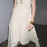 ZARA  Elegant White Lace Trim Dress beads cream boho hippie summer beach  Photo 10