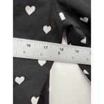 Equipment Femme XS Black Button Down Shirt White Heart Print Long Sleeve Photo 6