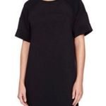 Vince Short Sleeve Black Mini Shift T-Shirt Dress Silk Contrast Sleeves Large Photo 0