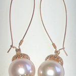Elegant Gold Tone and Faux Pearl Drop Earrings Photo 0