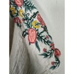 World Market Mira Ivory Floral Embroidered Kaftan Dress Flowy Boho Small Medium Photo 6