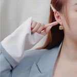 Vintage Chic Style Geometric Drop Earrings Retro Imitation Gemstone‎ Accents Gold Photo 1